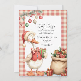 Convite Winter Red Christmas Silly Goose Baby Shower