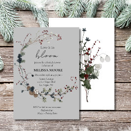Convite Winter Rustic Boho Love Está Em Blooming Chá de pa