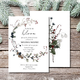 Convite Winter Rustic Boho Love Está Em Blooming Chá de pa
