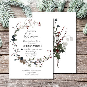 Convite Winter Rustic Boho Love Está Em Blooming Chá de pa