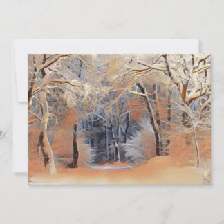 Convite Winter scenery with snowed trees watercolor 