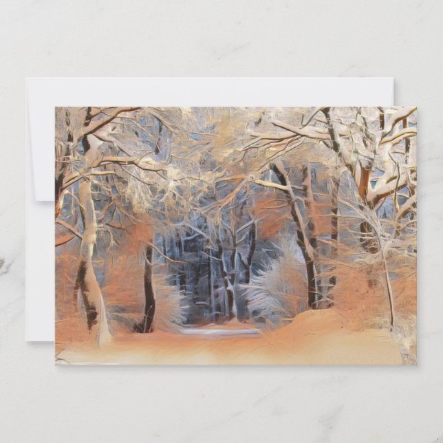 Convite Winter scenery with snowed trees watercolor  (Frente)