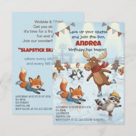 Convite Winter Slapstick Ice Skating Birthday Invitation