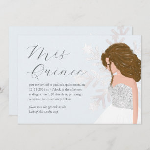 Convite Winter Snow 15 Birthday Quinceañera Código QR