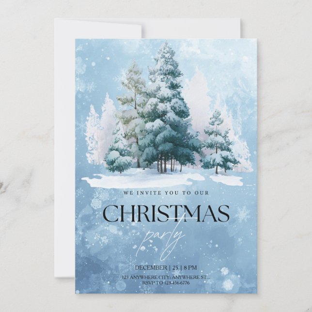 Convite Winter Snow Christmas Party Invitation (Frente)