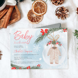 Convite Winter snow ice Christmas baby shower