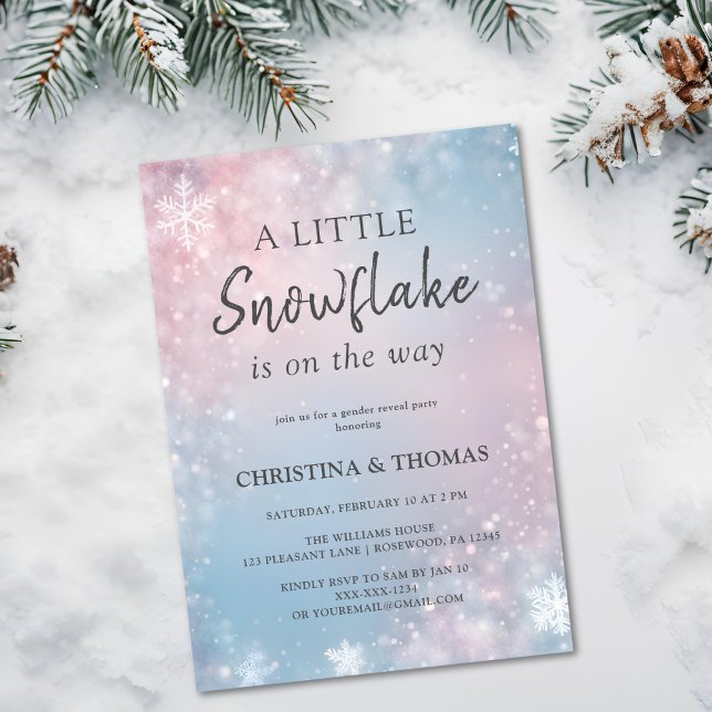 Convite Winter Snowflake Gender Reveal Invitation (Criador carregado)