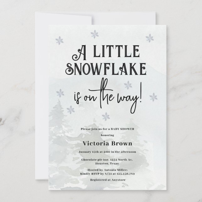 Convite Winter Snowflakes Baby Shower Invitation (Frente)