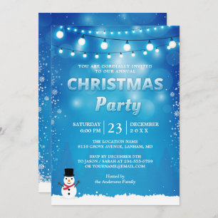 Convite Winter Snowflakes String Lights Festa de Natal