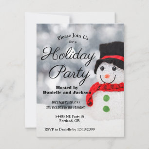 Convite Winter Snowman w Top Hat Holiday Party