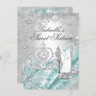 Convite Winter Sparkle Snowflake Blue Sweet 16 Invite