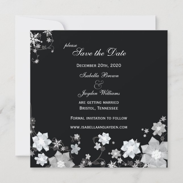 Convite Winter Sparkle Wedding Save Date (Casamento de Inv (Frente)