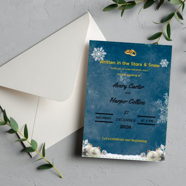 Convite Winter Starry Night "Written in the Stars" Wedding (Winter Starry Night "Written in the Stars" Wedding)
