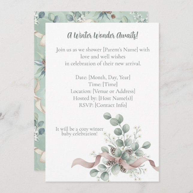 Convite Winter Wonderland Baby Shower Invitation (Frente/Verso)