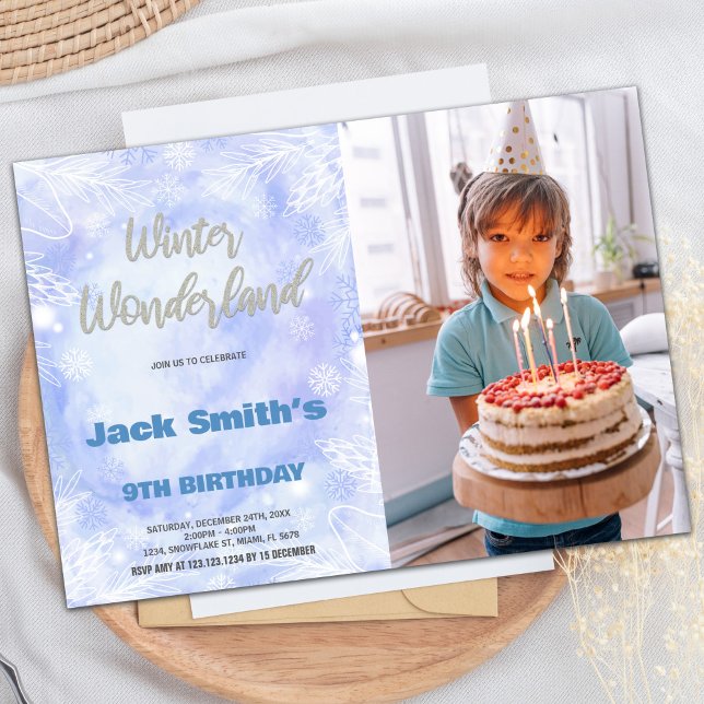 Convite Winter Wonderland Birthday Inviting Snow Foto (Winter Wonderland Birthday Invitations Snow Photo)