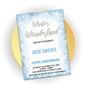 Convite Winter Wonderland Birthday Invoca Nuvem Azul