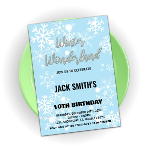 Convite Winter Wonderland Birthday Invoca Prata