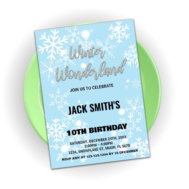 Convite Winter Wonderland Birthday Invoca Prata (Winter Wonderland Birthday Invitations Silver)