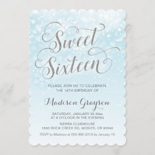 Convite Winter Wonderland Blue Girl XVI 16º aniversário