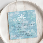 Convite Winter Wonderland Blue Snowy Bokeh Sweet 16<br><div class="desc">Convide amigos e família para a sua terra maravilhosa de inverno pessoal com estes belos e doces convites de dezesseis! Design apresenta um fundo azul-cristal pálido que evoca neve espumante fresca. Uma ilustração branca com flocos de neve e uma inscrição moderna e limpa em azul-da-noite completam o olhar.</div>