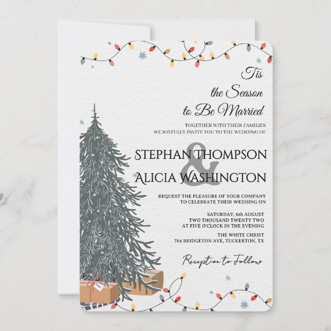 Convite Winter Wonderland Christmas Wedding (Frente)