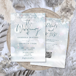 Convite Winter Wonderland Código QR Casamento de Neve
