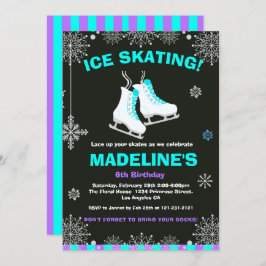 Convite Winter Wonderland Ice Skating Chalkboard Birthday