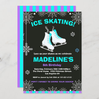 Convite Winter Wonderland Ice Skating Chalkboard Birthday