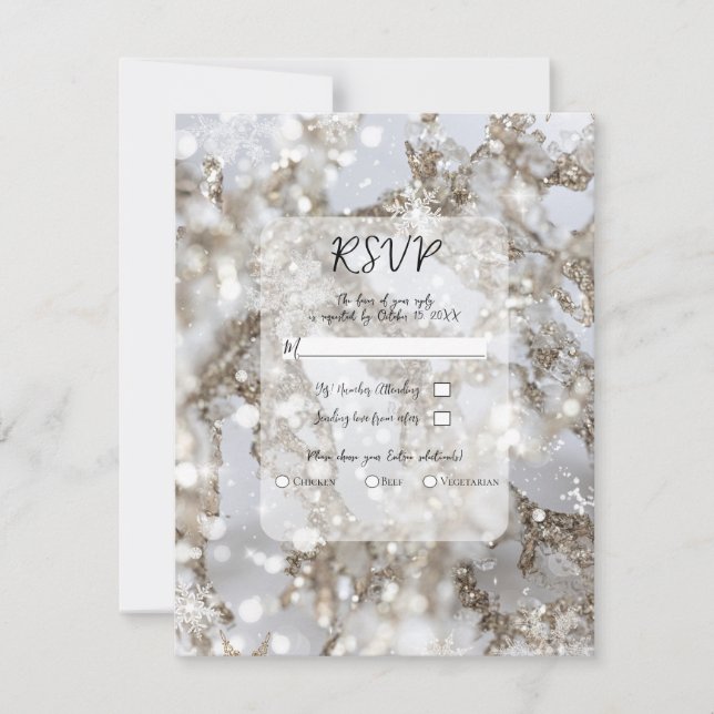 Convite Winter Wonderland Icicle Glitz Weding RSVP (Frente)