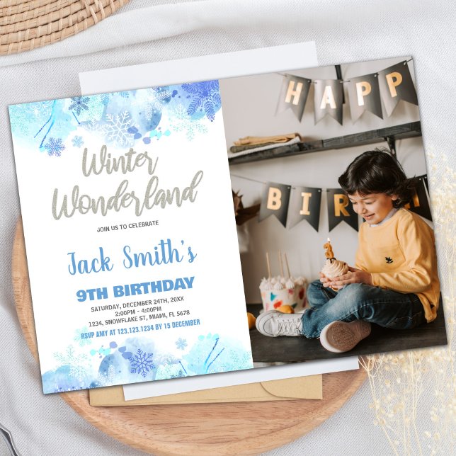 Convite Winter Wonderland Invices Blue Snow Photo (Winter Wonderland Invitations Blue Snow Photo)