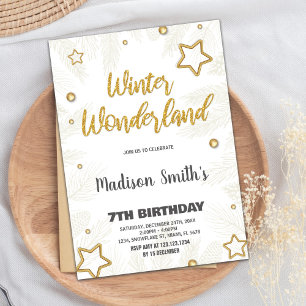 Convite Winter Wonderland Invices Star Dourado Glitter