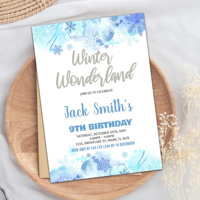 Convite Winter Wonderland Invoca Blue Silver Snow (Winter Wonderland Invitations Blue Silver Snow)