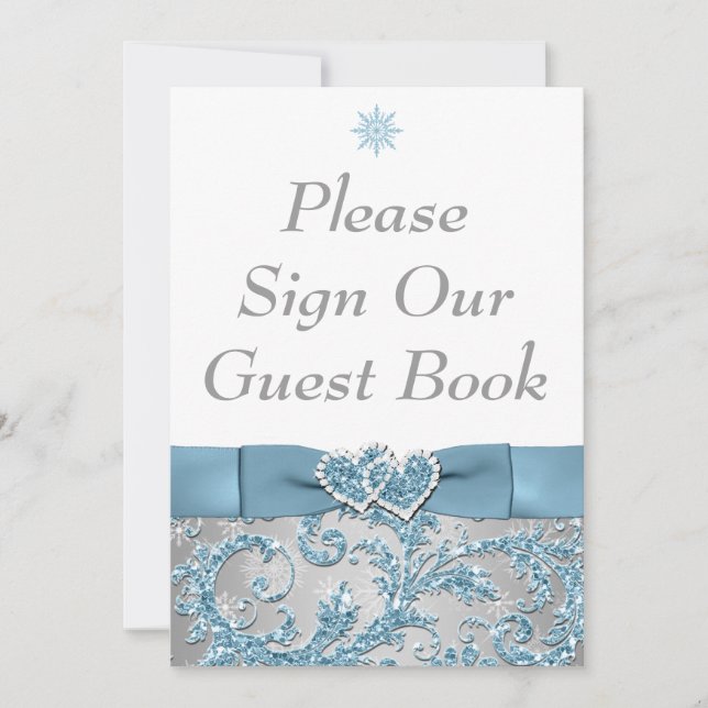 Convite Winter Wonderland Juntou Cartaz de Mesa de Coraçõe (Frente)