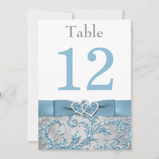Convite Winter Wonderland Juntou Hearts Table Number Card (Frente)