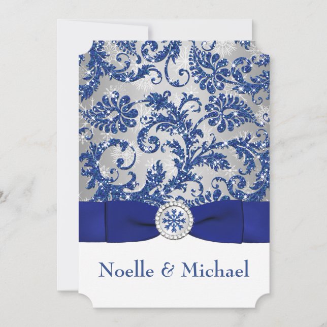 Convite Winter Wonderland, PRINTED Buckle Invite - Blue #2 (Frente)