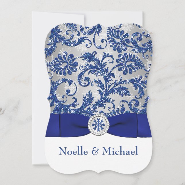 Convite Winter Wonderland PRINTED Buckle Invite - Blue #2b (Frente)