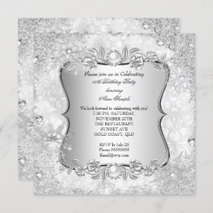 Convite Winter Wonderland Silver Snowflake Birthday