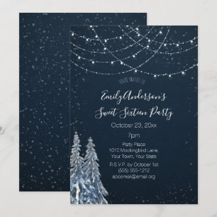 Convite Winter Wonderland Snowflake Blue Sweet 16