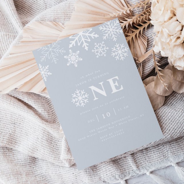Convite Winter Wonderland Snowflake Boys Blue Birthday (Criador carregado)