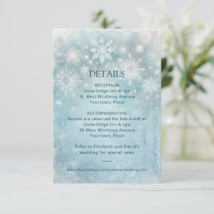 Convite Winter Wonderland Snowflake Detalhes do Casamento 