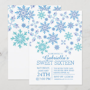 Convite Winter Wonderland Snowflake Fleet Sweet Six Party