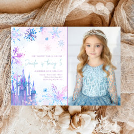 Convite Winter Wonderland Snowflakes Girl Snow Birday