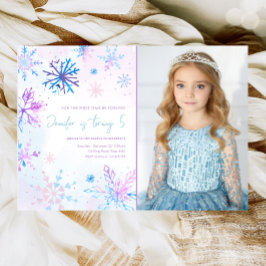 Convite Winter Wonderland Snowflakes Girl Snow Birday