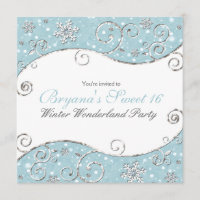 Winter Wonderland Snowflakes Silver Swirl Invite