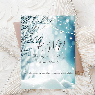 Convite Winter Wonderland, String Lights RSVP