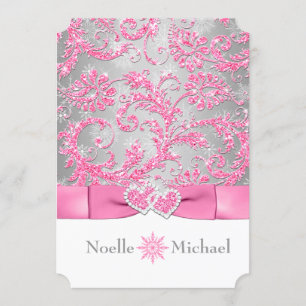 Convite Winter Wonderland Uned Hearding Wedding - Pink