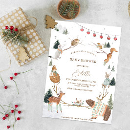 Convite Winter Woodland Animals Forest Baby Shower