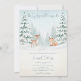 Convite Winter Woodland Forest Animal Baby Shower