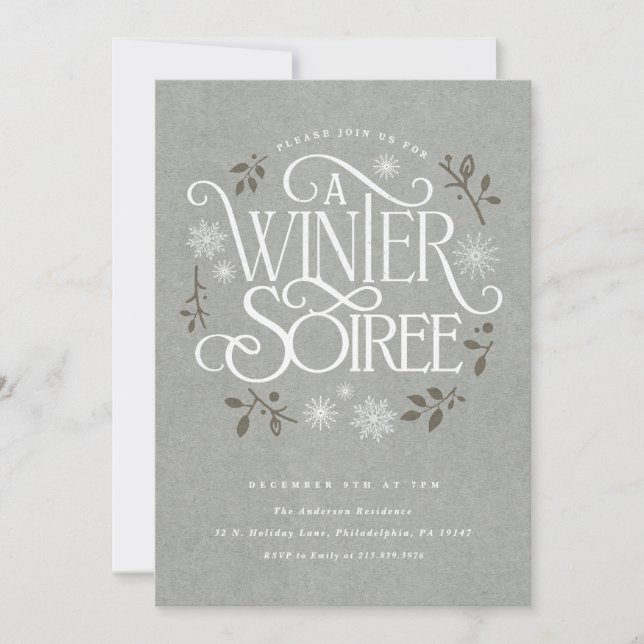 Convite Winter Woodland Holiday Soiree Invitation (Frente)