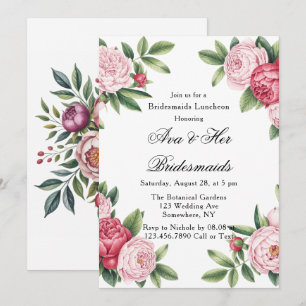 Convite Winterberry Primrose Floral Bridemaids Luncheon